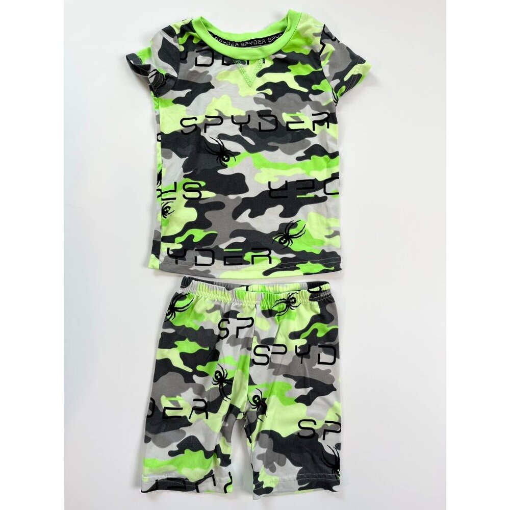 Spyder Neon Green Camo Short & T-Shirt Set | 2T